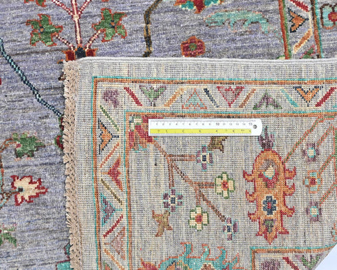 6x9 Gray Khurgeen Afghan Hand Knotted Wool Area Rug